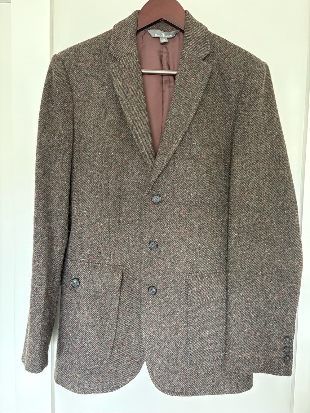 L.L. Bean Signature Brown Tweed Wool Sport Coat Blazer 36